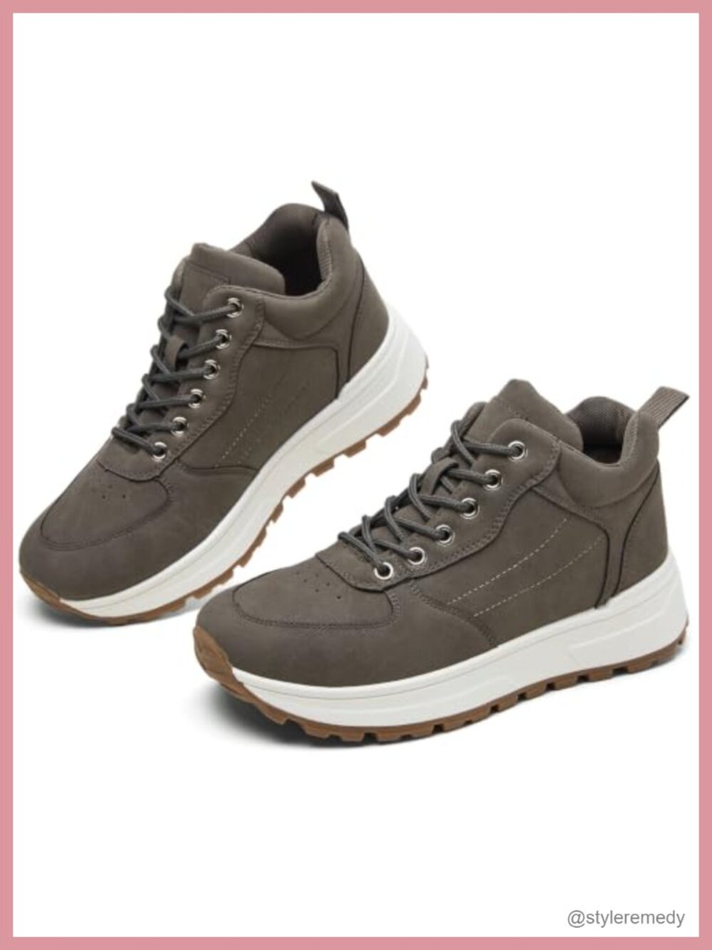 Platform Fashion Sneakers PU Leather Lace Up Casual Walking Shoes